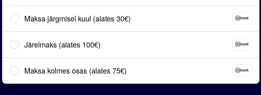 3. Vali makseviis ja klõpsa nuppu „Maksa kohe“.